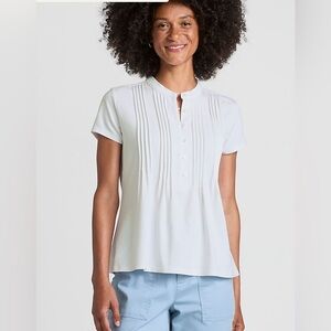 Lands End Women's Lightweight Jersey Button Pintuck Top